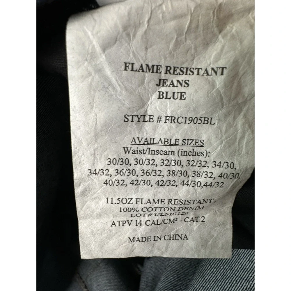 Bocomal FR Jeans Mens 42x30 Blue Denim Flame Resistant CAT 2 Workwear Work NEW